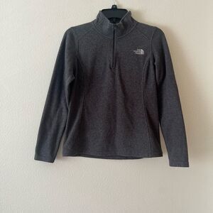 The North Face Womens 1/4 Zip Fleece Pullover Size Medium Gray Lightweight S